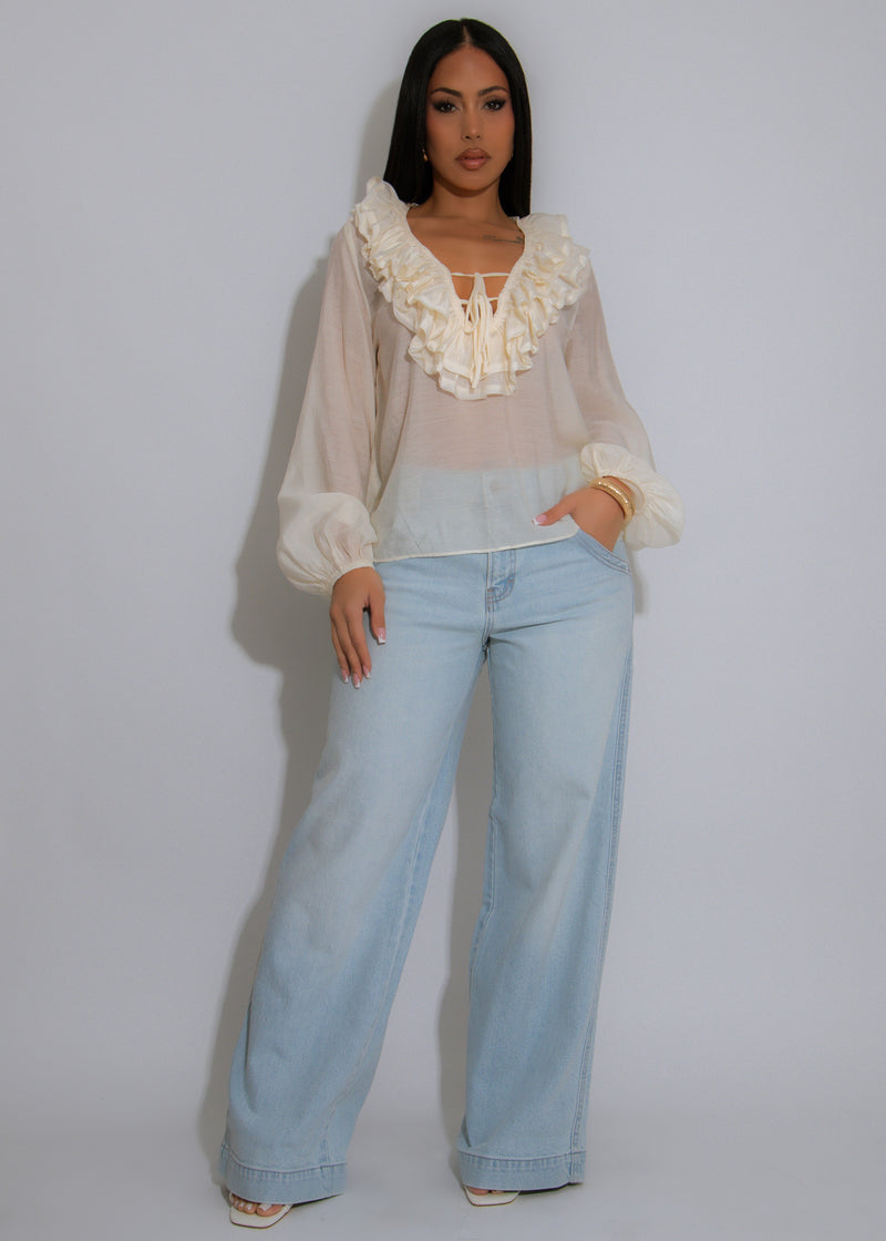 The Amélie Ruffle Long Top White