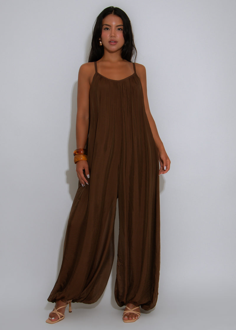 Effortless Essence Ruched Jumpsuit Brown