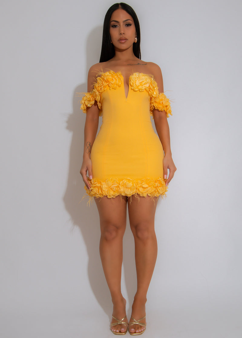 Petal Provocateur Floral Mini Dress Yellow