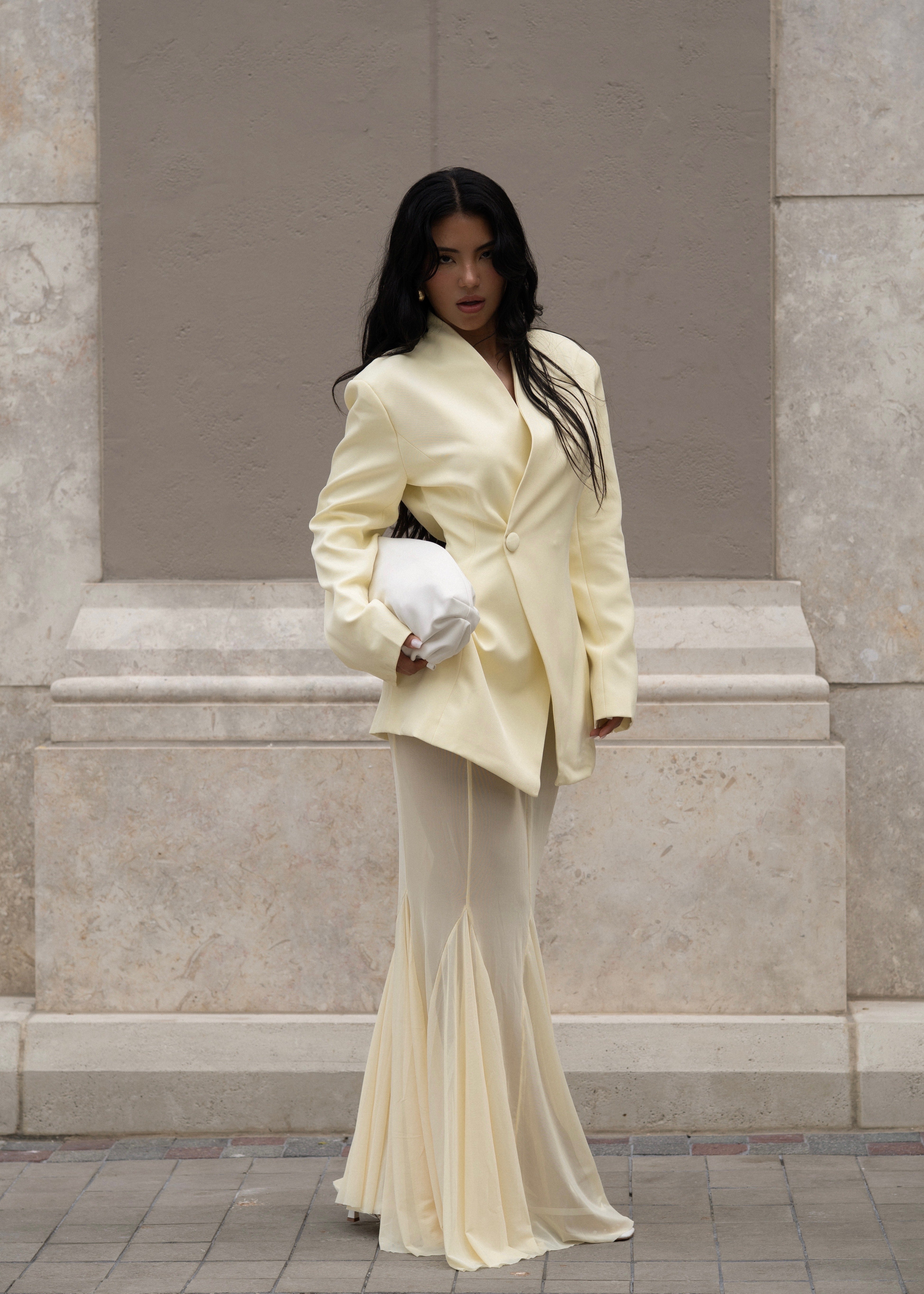 Luxe Layers Mesh Skirt Set Yellow