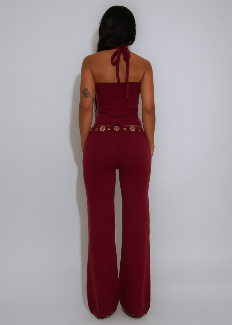 Tempest Veil Ribbed Pant Set Red
