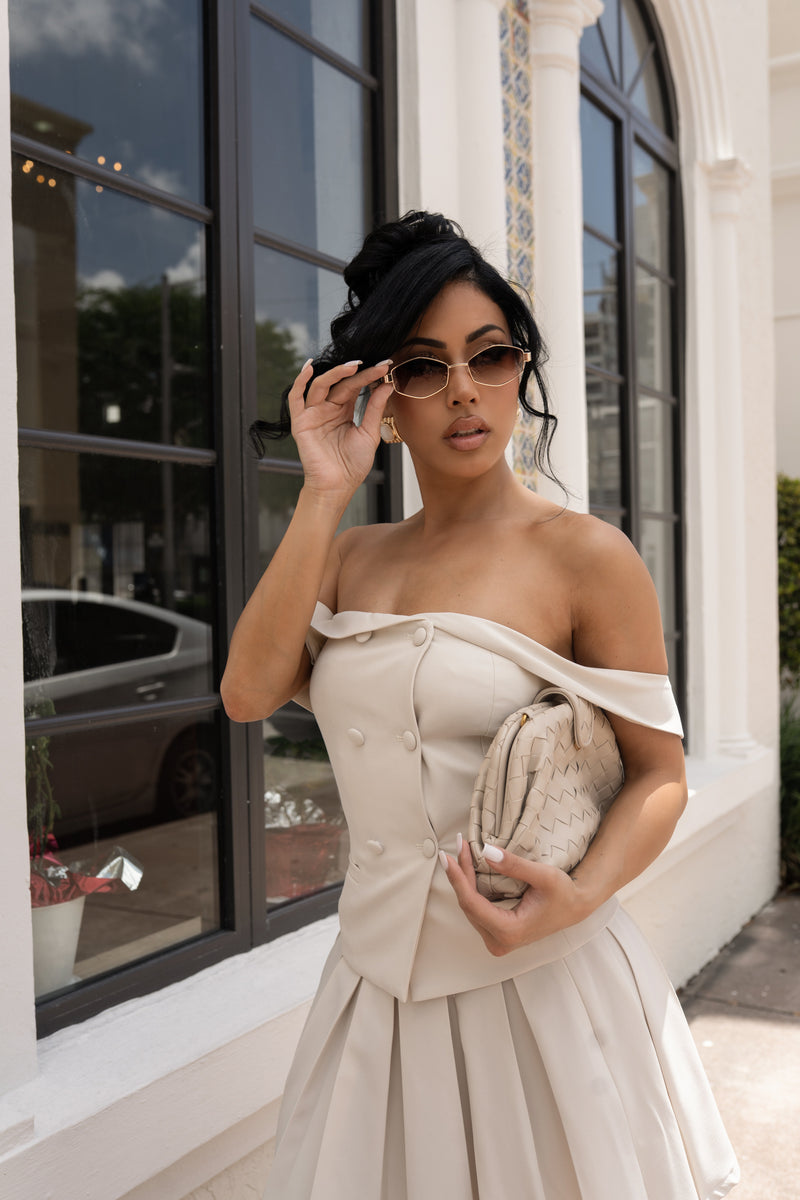 Soft Authority Skirt Set Nude