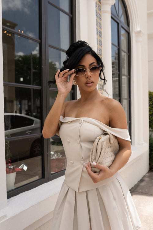 Soft Authority Skirt Set Nude