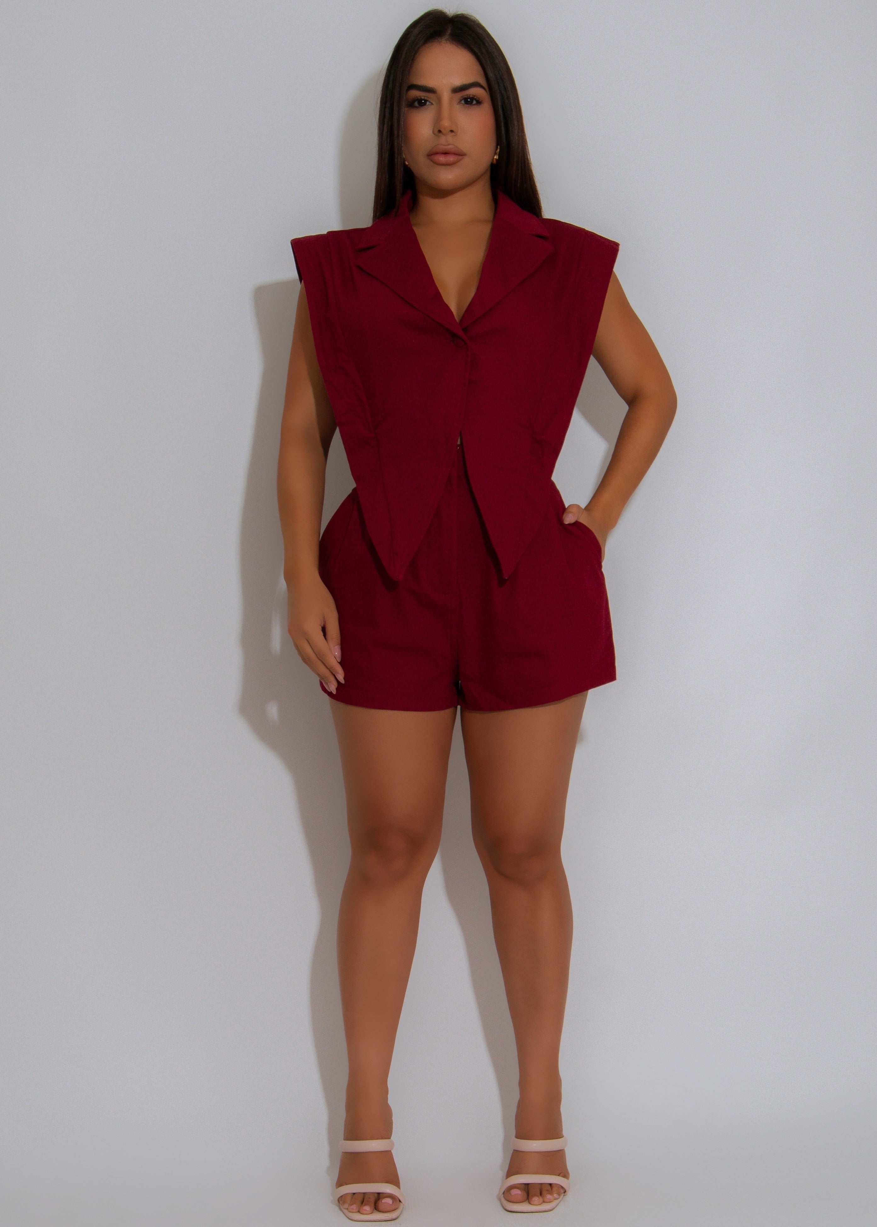 Power Move Romper Red