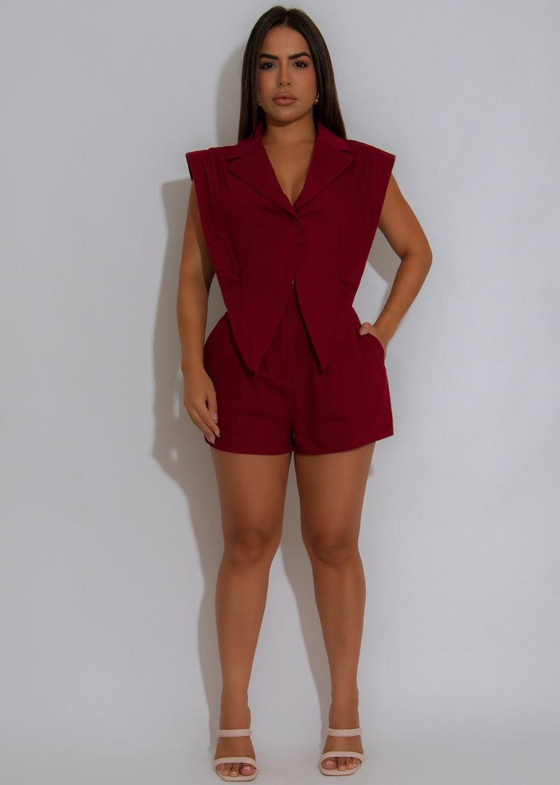 Power Move Romper Red