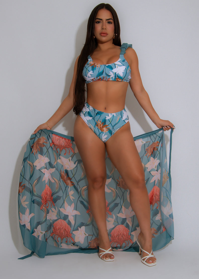 Island Bloom Floral Bikini Set Blue