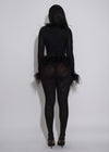 Midnight Impulse Feather Mesh Pant Set Black