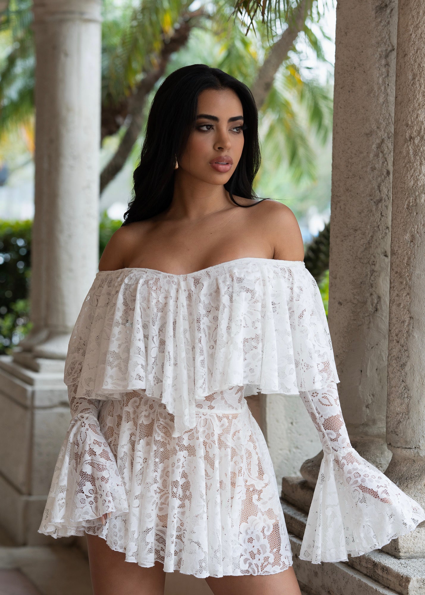 Angelic Desire Lace Mini Dress White