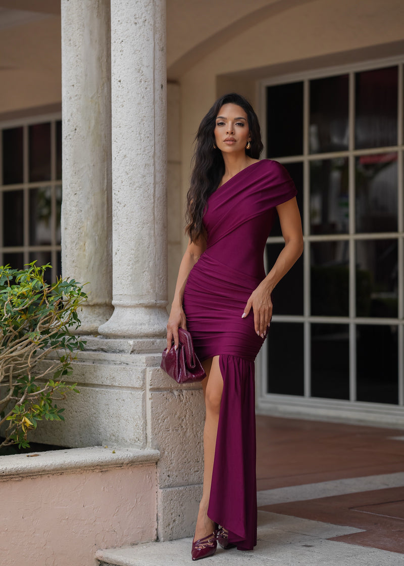 Seduction Has No Curfew Ruched Maxi Dress Red