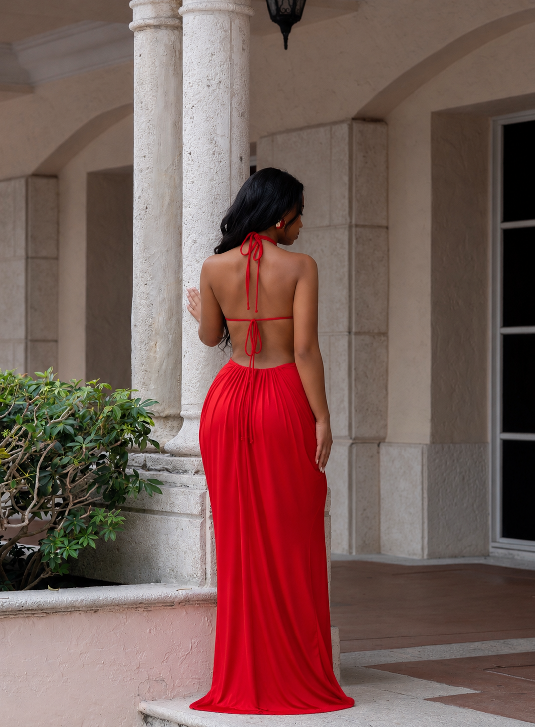 After Hours Affair Ruched Maxi Dress Red
