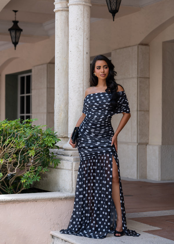 Not So Casual Mesh Ruched Maxi Dress Black