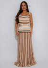 Linear Muse Stripes Maxi Dress Nude