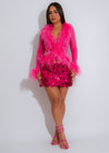 Plume D’Or Feather Sequin Skirt Set Pink*