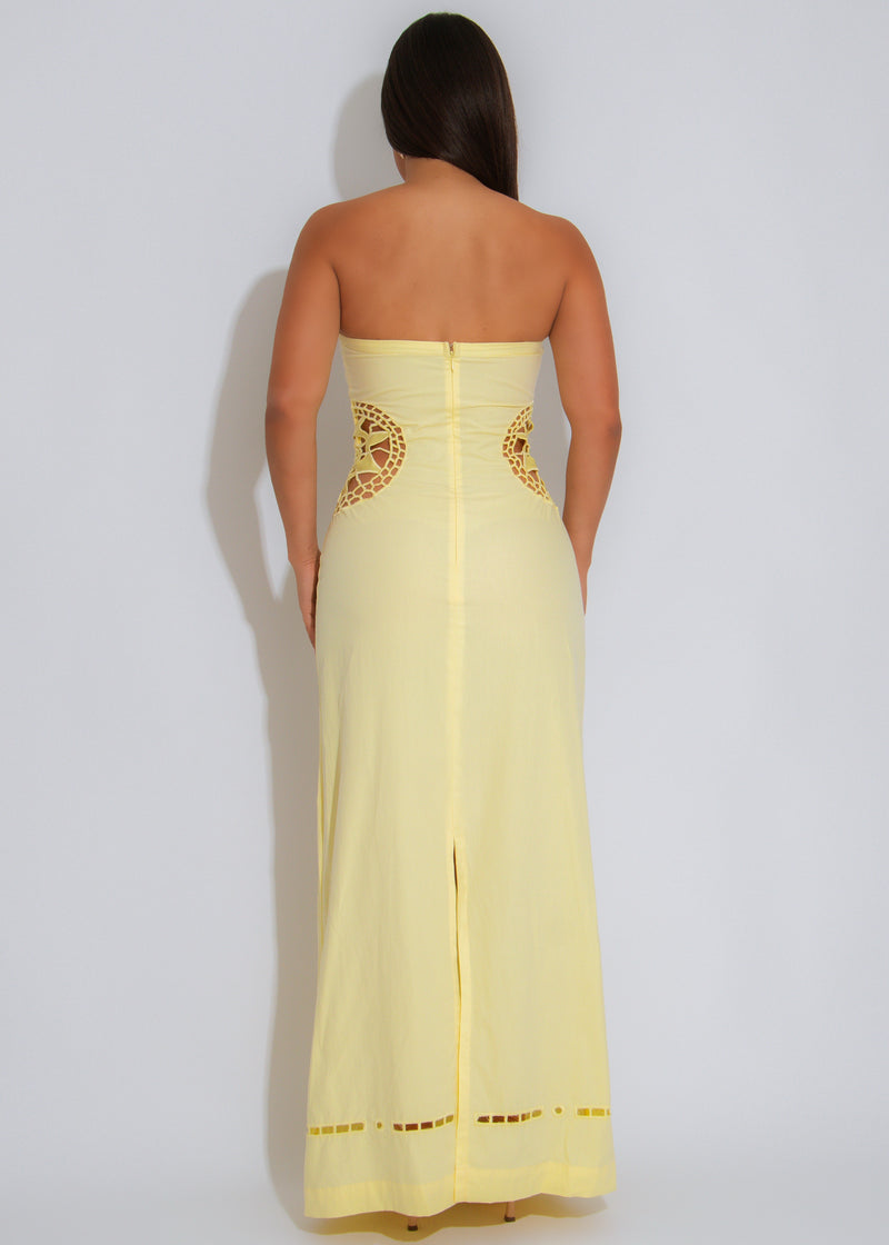 Solstice Whisper Ruched Maxi Dress Yellow