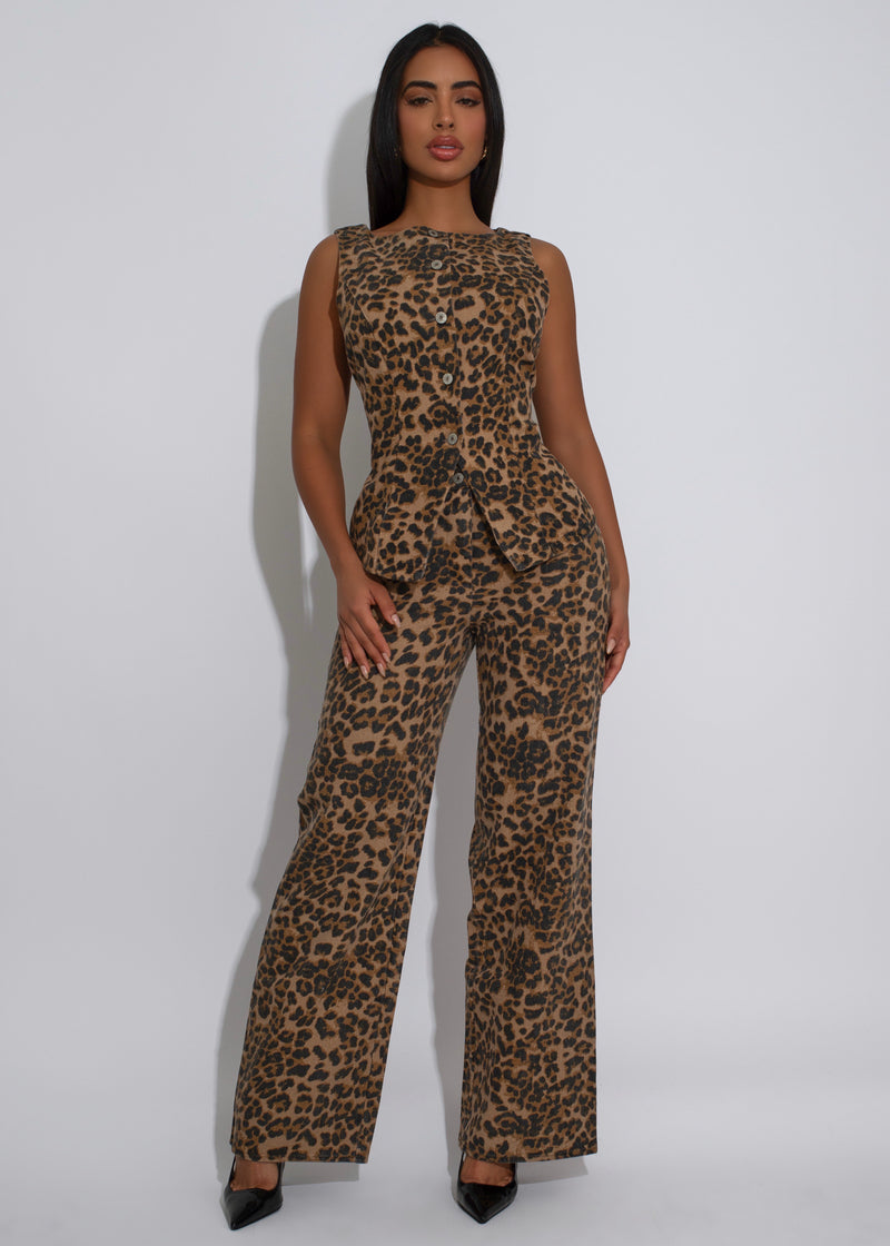 Wild Luxe Leopard Pant Set Brown