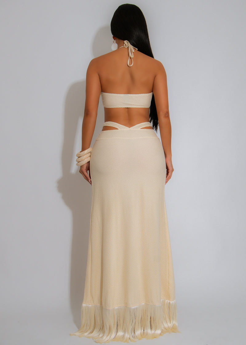 Siren’s Whisper Shell Maxi Dress Nude