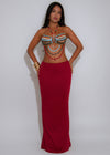 Celestial Chains Rhinestones Skirt Set Red