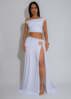 Opulence Bloom Ruched Skirt Set White
