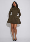 Sculpted Muse Mini Dress Green