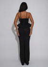 Opaline Frame Rhinestone Maxi Dress Black
