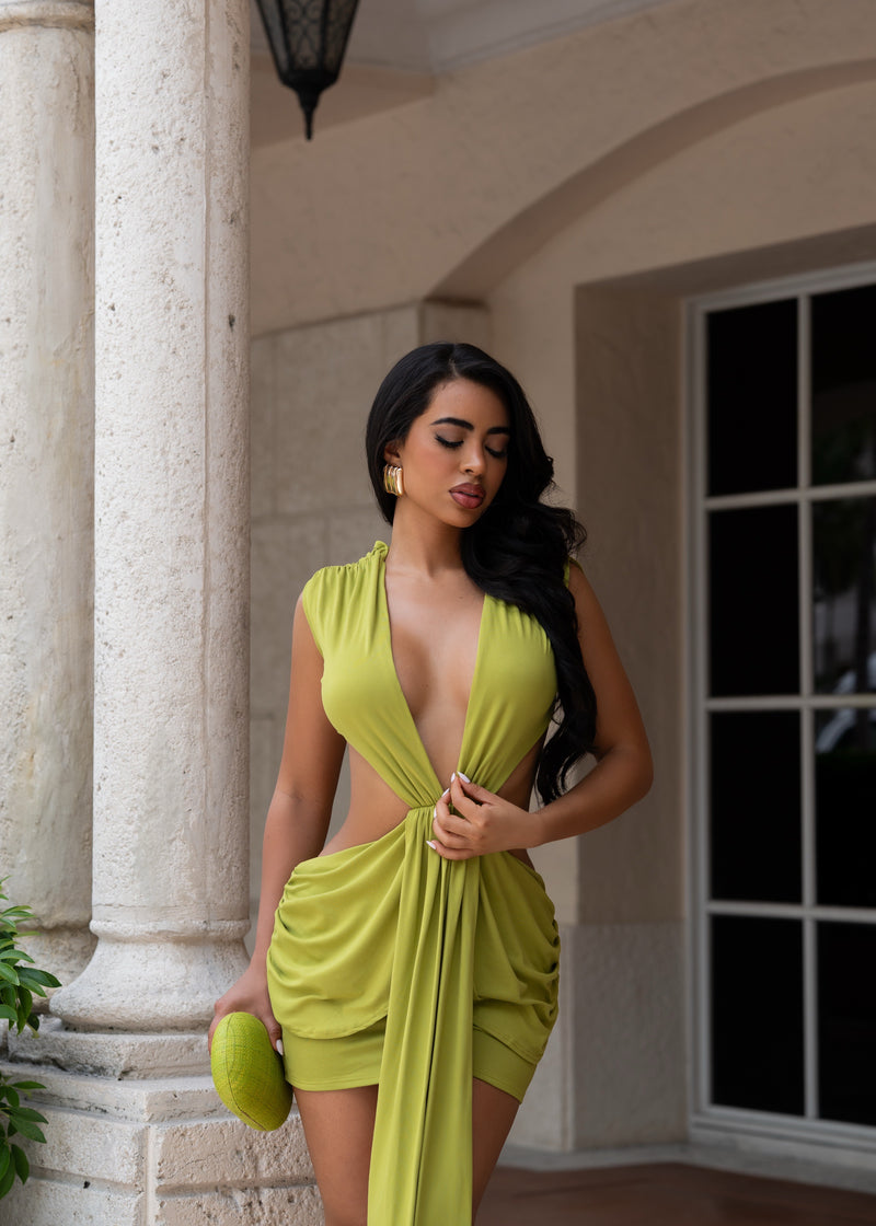 Endless Allure Ruched Mini Dress Green