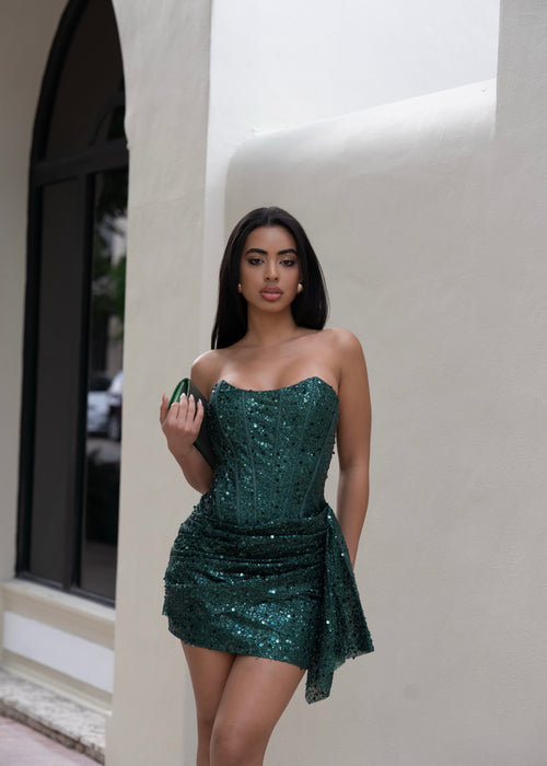 Starlight Seduction Sequin Mini Dress Green