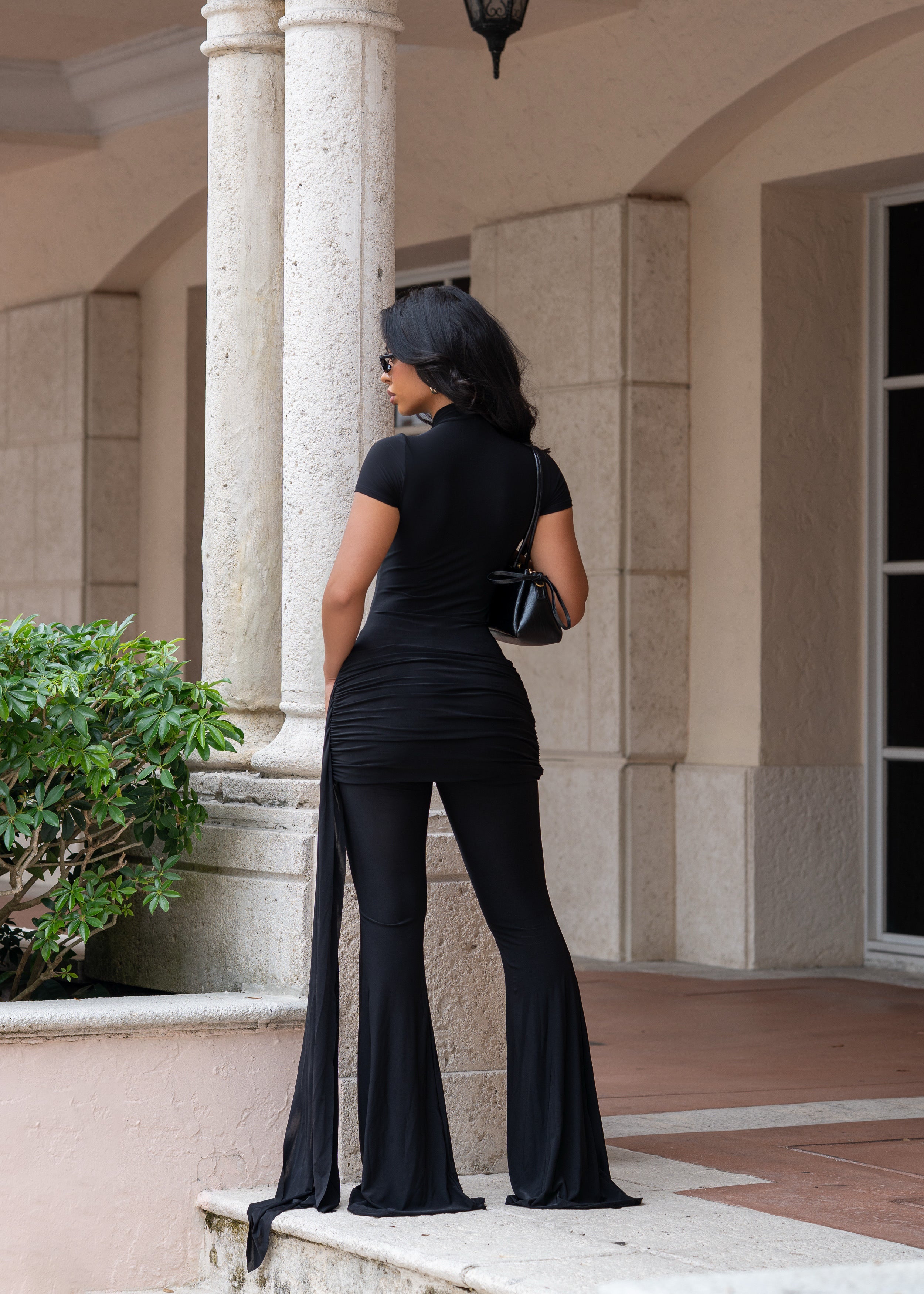 Sculpted Ease Pant Set Ruched Black