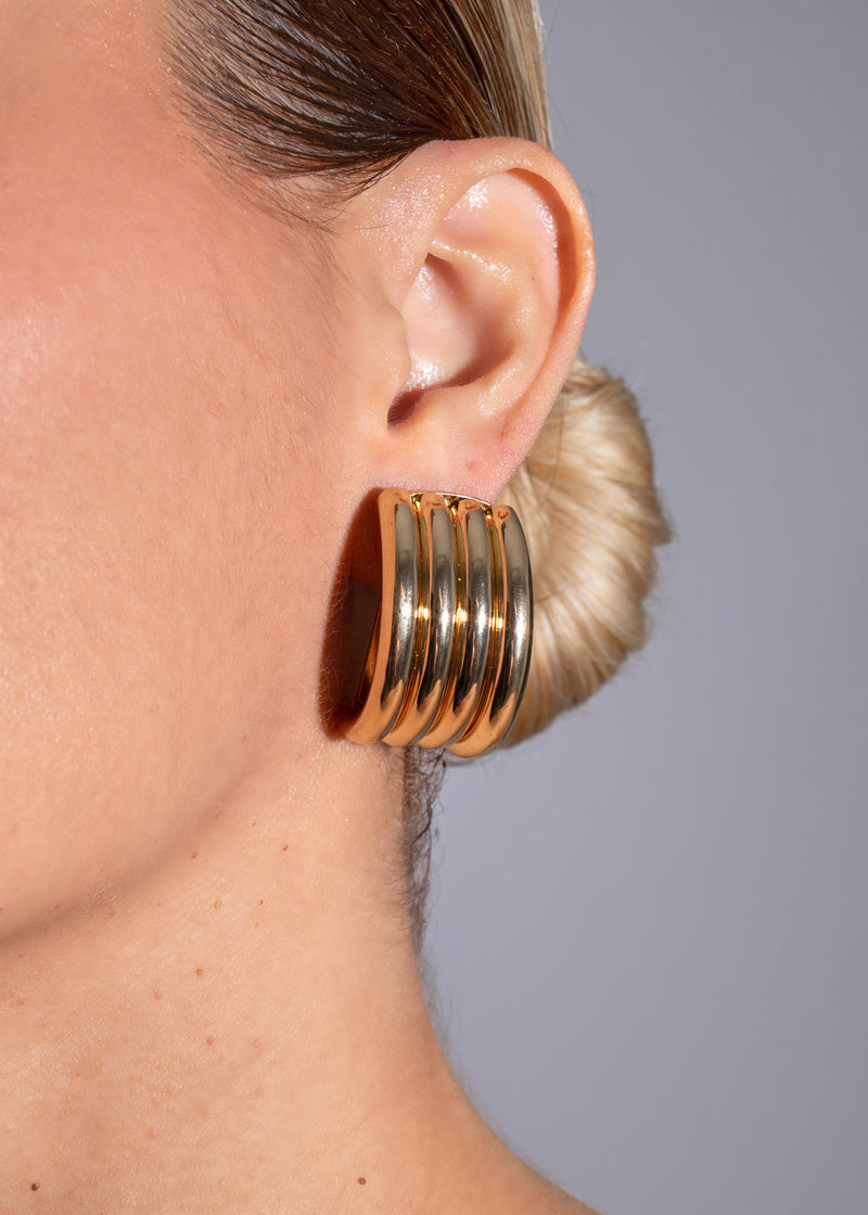 Lustrous Halo Earrings Gold