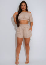 Carefree Aura Linen Short Set Nude