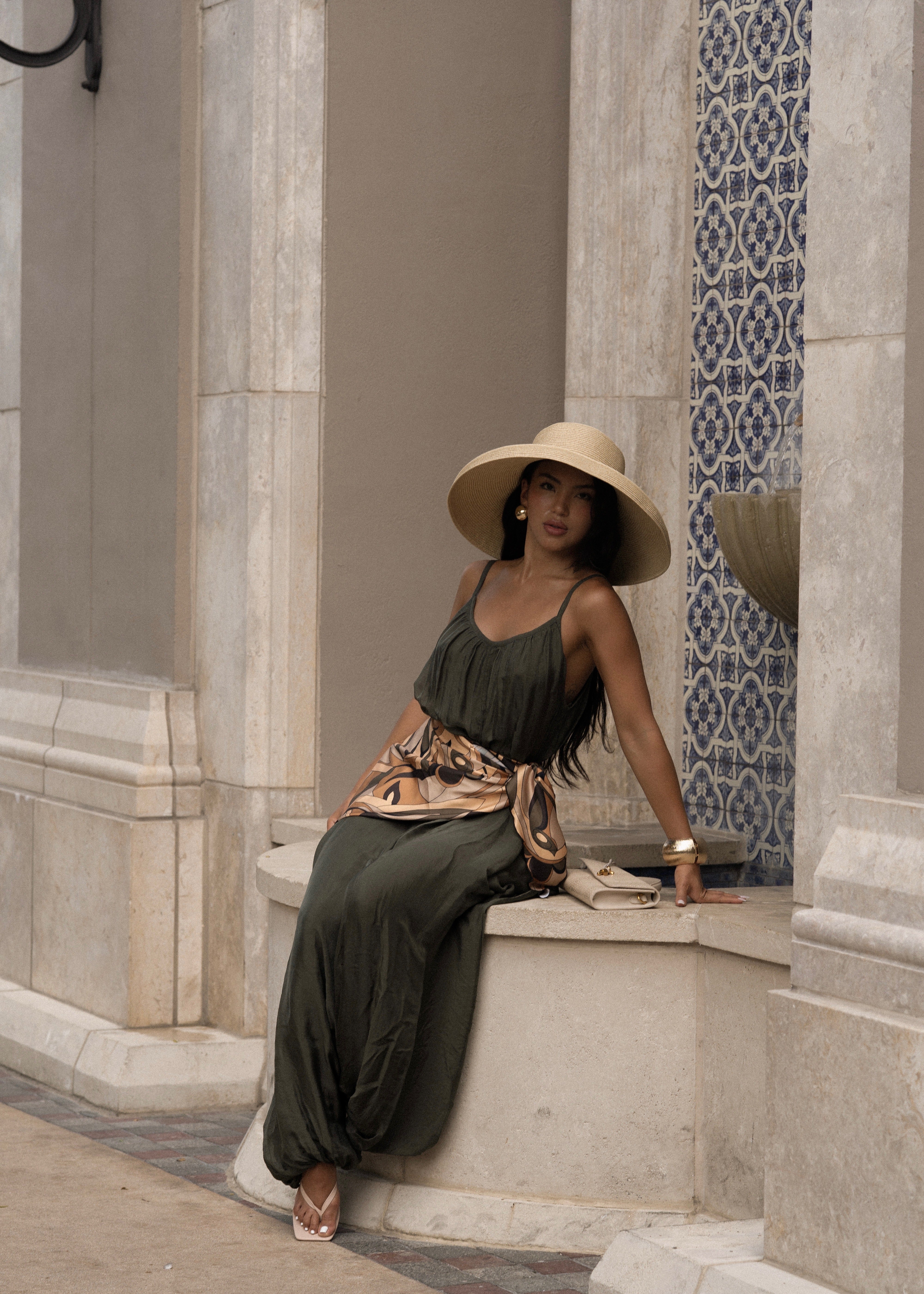 Effortless Essence Ruched Jumpsuit Green