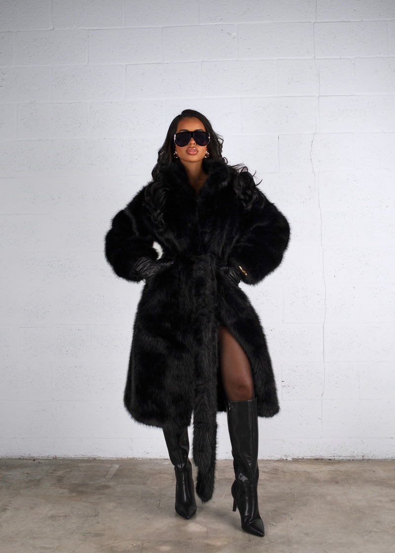 Luxe Instinct Faux Fur Coat Black