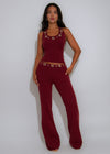 Tempest Veil Ribbed Pant Set Red