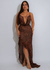 Molten Veil Mesh Mini Dress Brown