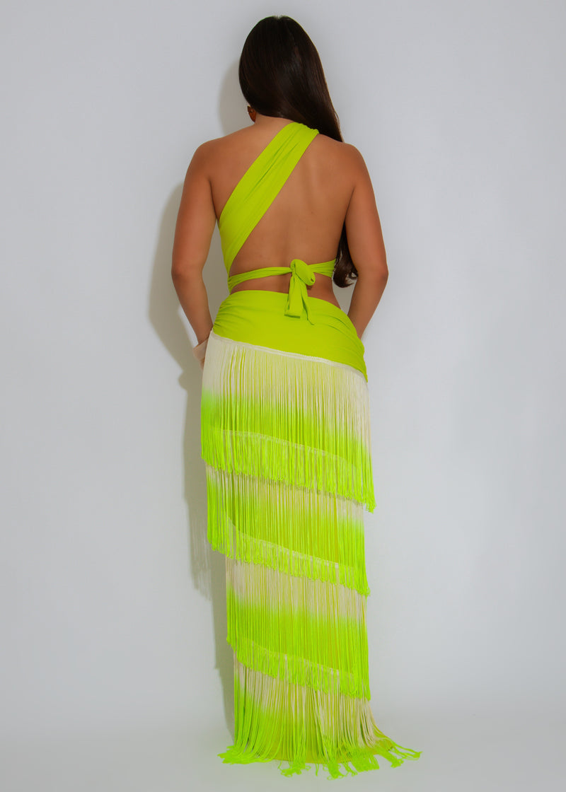 Solar Seduction Ruched Maxi Dress Green