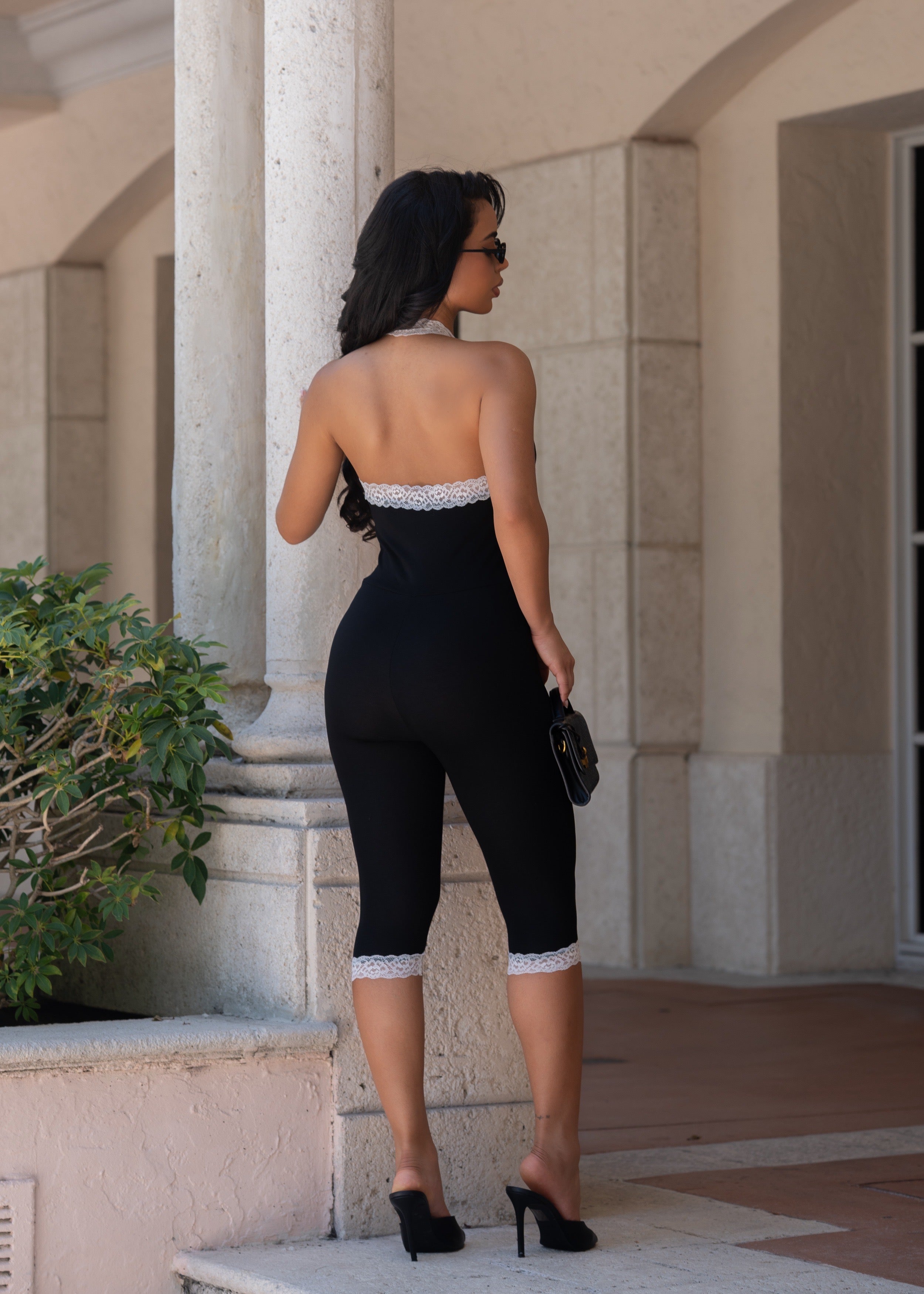 Kiss of Couture Lace Capri Black