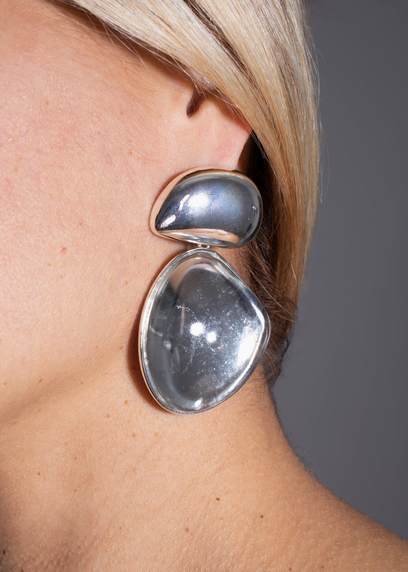 Fluid Contour Earrings Silver