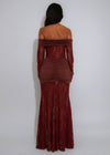 Eternal Grace Lace Ruched Maxi Dress Brown