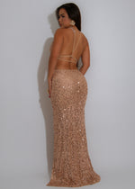 Afterglow Siren Ruched Sequin Maxi Dress Gold