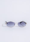 Stylish silver sunglasses with reflective lenses and elegant frame design