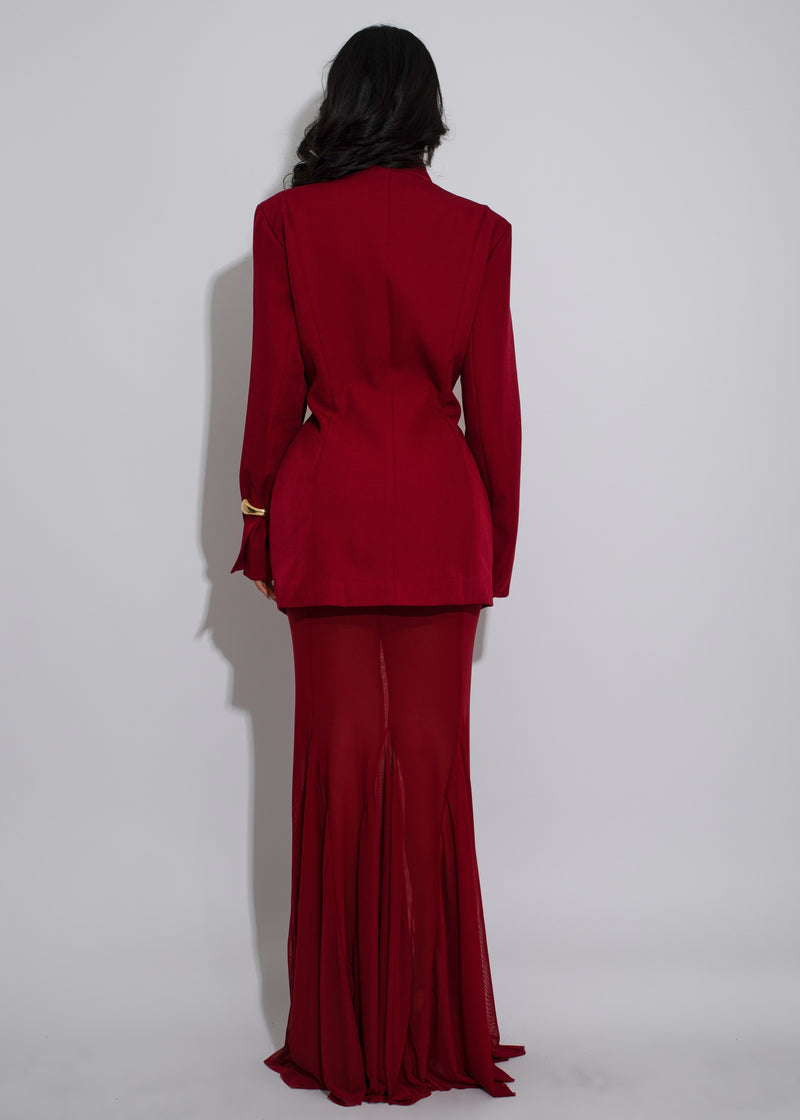 Luxe Layers Mesh Skirt Set Red