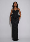 Opaline Frame Rhinestone Maxi Dress Black