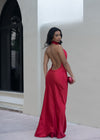Scarlet Theory Satin Maxi Dress Red