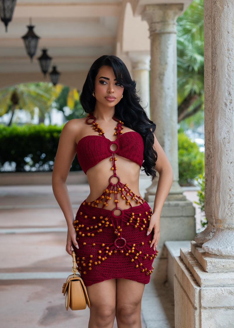 On My Terms Crochet Mini Dress Red