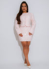 Glimmer Luxe Sequin Tweed Skirt Set Pink