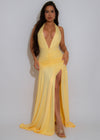 Nocturnal Flow Ruched Maxi Dress Yellow