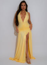 Nocturnal Flow Ruched Maxi Dress Yellow