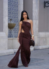 Glow Motion Ruched Maxi Dress Brown