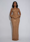 Opaline Frame Rhinestone Maxi Dress Gold
