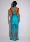 Kinetic Aura Ruched Maxi Dress Blue