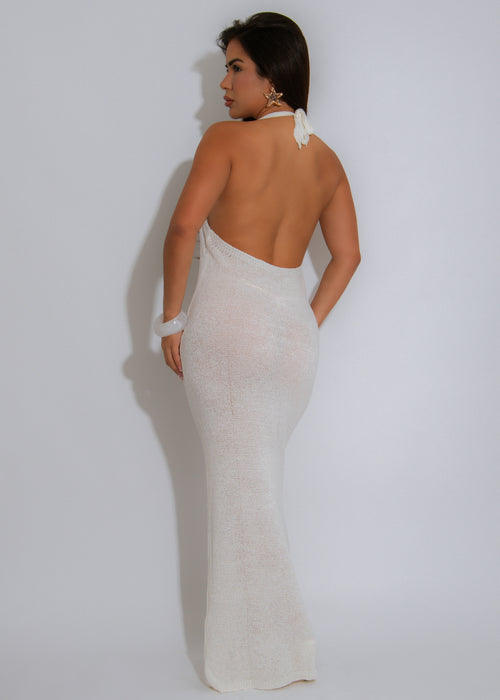 Golden Hour Gaze Knit Maxi Dress White